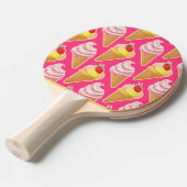 かわいいピンクパターンとストロベリーアイスクリーム 卓球ラケット (正面アングル)