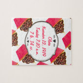 かわいいピンクパーソナライズされたのカップケーキ ジグソーパズル (横)