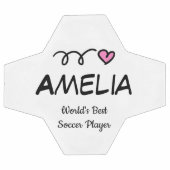 かわいいピンクパーソナライズされたのハートサッカーボール サッカーボール (フラット)