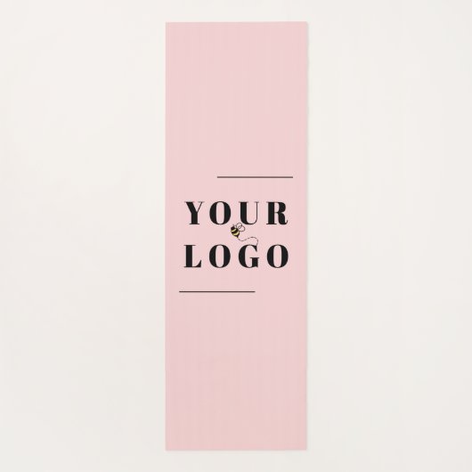 かわいいピンクパーソナライズされたのビジネスロゴ ヨガマット (裏面)