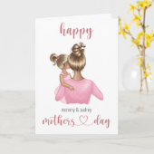 かわいいピンクパーソナライズされたのマザーズのデイカード カード (黄色い花)