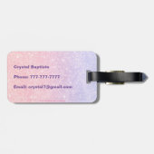 かわいいピンクパーソナライズされたの名前グリッター旅行 ラゲッジタグ (裏面横)