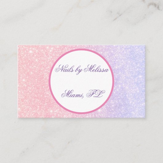 かわいいピンクパーソナライズされたネームグリッター 名刺 (正面)