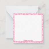 かわいいピンクパーソナライズされた名門私立校風の色 ノートカード (正面)