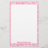 かわいいピンクパーソナライズされた名門私立校風の色 便箋 (正面)
