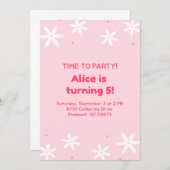 かわいいピンクパーティテンプレート 子供の招待状 招待状 (正面/裏面)