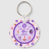 かわいいピンクパープルスイートワンガールズ誕生日 キーホルダー (裏面)