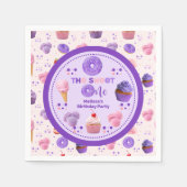 かわいいピンクパープルスイートワンガールズ誕生日 スタンダードカクテルナプキン (正面)