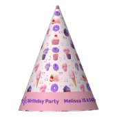 かわいいピンクパープルスイートワンガールズ誕生日 パーティーハット (正面)
