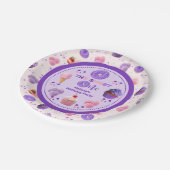 かわいいピンクパープルスイートワンガールズ誕生日 ペーパープレート (アングル)