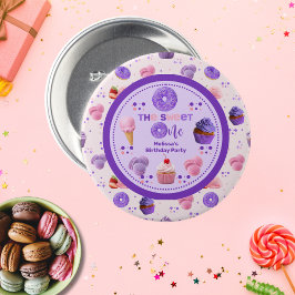 かわいいピンクパープルスイートワンガールズ誕生日 缶バッジ