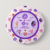 かわいいピンクパープルスイートワンガールズ誕生日 缶バッジ (正面)