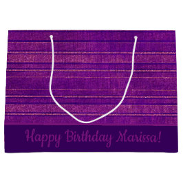 かわいいピンクパープル レトロなダメージ ストライプ柄 ラージペーパーバッグ