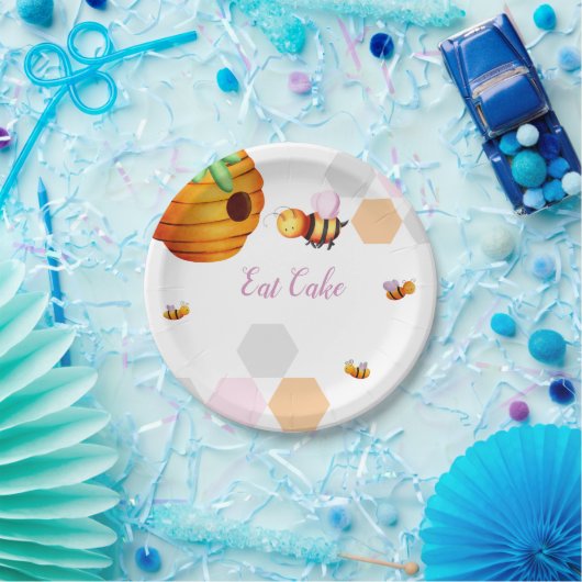 かわいいピンクビー赤ちゃんシャワー ペーパープレート (パーティー)