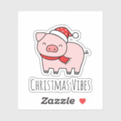 かわいいピンクピグクリスマスバイブミニマル シール (シート)