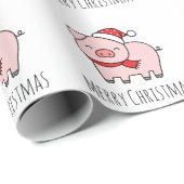 かわいいピンクピグクリスマスバイブミニマル ラッピングペーパー (ロールコーナー)