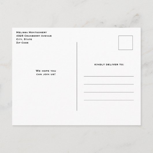 かわいいピンクピグレスアニマルフォト誕生日招待状 インビテーションポストカード (裏面)