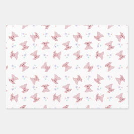 かわいいピンクピッグ納屋周囲の庭誕生日キッズ ラッピングペーパーシート