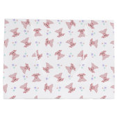 かわいいピンクピッグ納屋周囲の庭誕生日キッズ ラージペーパーバッグ (裏面)