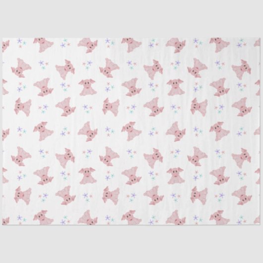 かわいいピンクピッグ納屋周囲の庭誕生日キッズ 薄葉紙 (正面)