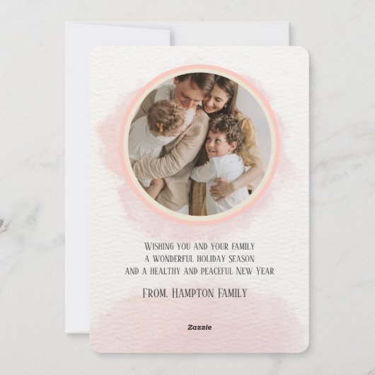 かわいいピンクファミリーまたはビジネスフラットホリデーカード シーズンカード (裏面)
