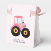 かわいいピンクファームトラクターガールズベビー素朴シャワー フェイバーボックス (裏面サイド)