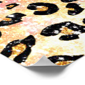 かわいいピンクフェイクグリッターヒョウアニマルプリント ポスター (角)