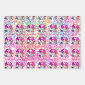 かわいいピンクフェイクグリッター格言クリスマス ラッピングペーパーシート (正面)