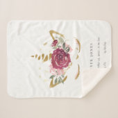 かわいいピンクフェイク金ゴールドフローラユニコーン誕生Stat シェルパブランケット (正面(横))