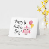 かわいいピンクフクロウが1日目の母親の日を幸せに カード (黄色い花)