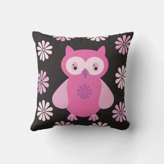 かわいいピンクフクロウ クッション (裏面)