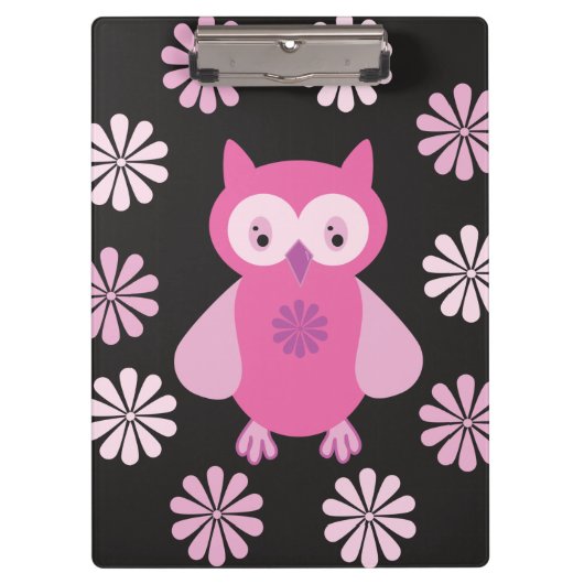 かわいいピンクフクロウ クリップボード (正面)