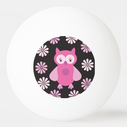 かわいいピンクフクロウ 卓球ボール (正面)