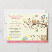 かわいいピンクフクロガールベビーシャワー招待状 招待状 (正面)