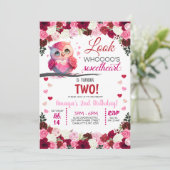 かわいいピンクフクロスイートバレンタイン誕生日 招待状 (スタンド正面)