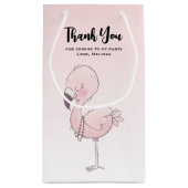 かわいいピンクフラミンゴイラストレーションパーティーありがとう スモールペーパーバッグ (裏面)