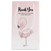 かわいいピンクフラミンゴイラストレーションパーティーありがとう スモールペーパーバッグ (正面)