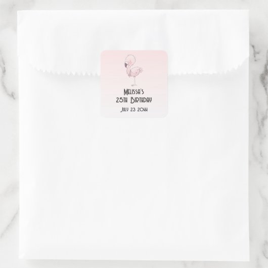 かわいいピンクフラミンゴイラストレーションパーティー日付 スクエアシール (バッグ)