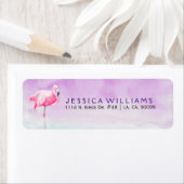 かわいいピンクフラミンゴウォーターカラーイラストレーション ラベル (インサイチュ)