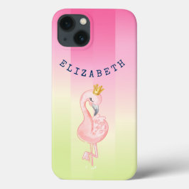 かわいいピンクフラミンゴグラデーションストライプ iPhone 13ケース