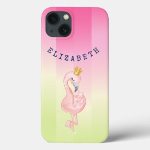 かわいいピンクフラミンゴグラデーションストライプ iPhone 13ケース