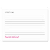 かわいいピンクフラミンゴブライダルシャワーレシピカード テーブルナンバー (裏面)