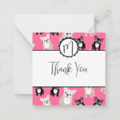 かわいいピンクフランスののブルドッグ柄 ノートカード (正面)