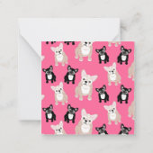 かわいいピンクフランスののブルドッグ柄 ノートカード (裏面)