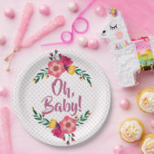 かわいいピンクフローラオベビーベビーシャワー ペーパープレート (パーティー)