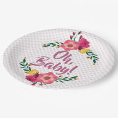 かわいいピンクフローラオベビーベビーシャワー ペーパープレート (アングル)