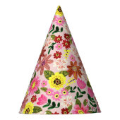 かわいいピンクフローラガールバースデーパーティー パーティーハット (正面)