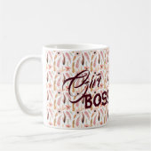 かわいいピンクフローラガールボスタイポグラフィパターン コーヒーマグカップ (左)