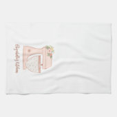 かわいいピンクフローラケーキミキサーベーカリーシェフ キッチンタオル (横)