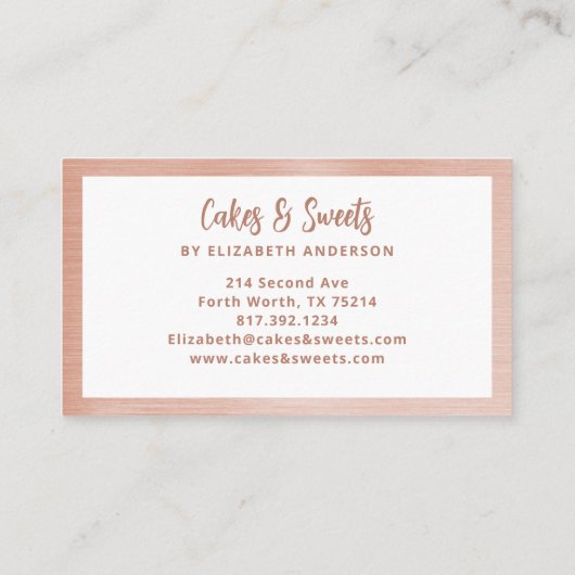 かわいいピンクフローラケーキミキサーベーカリー名刺 名刺 (裏面)
